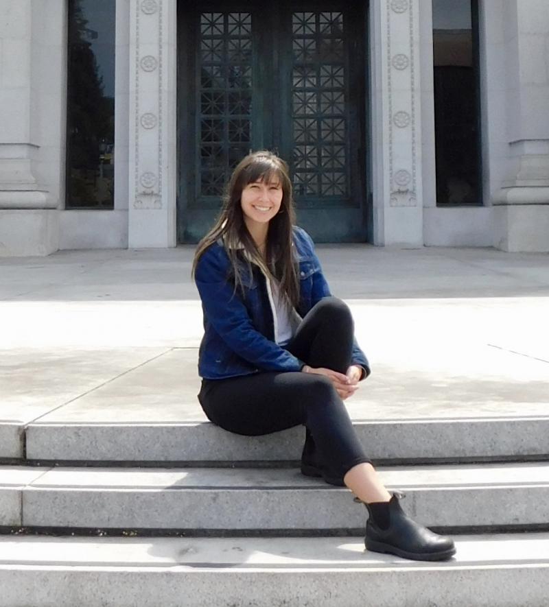 Cheyenne Laux sitting on UC Berkeley Campus
