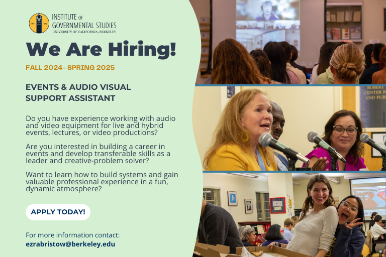We're Hiring an Events and AV Support Student Assistant! Fall 2024-Spring 2025 (768x512px)