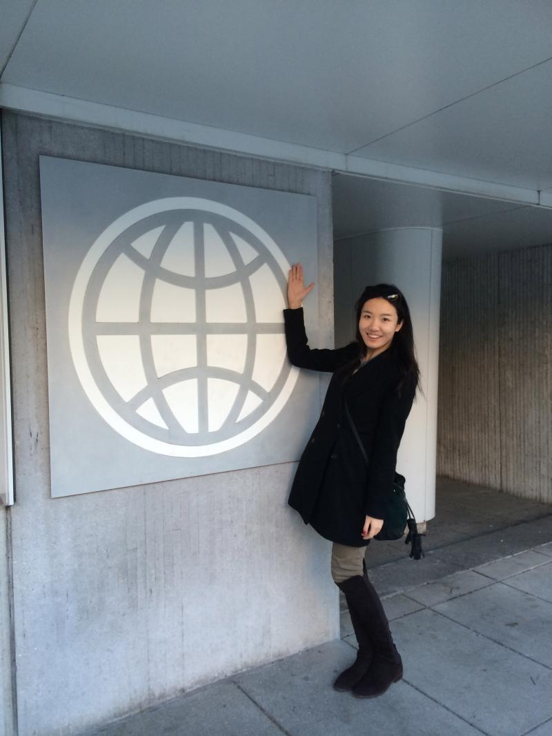 Yixi at the World Bank in Washington, DC, where she will be interning.