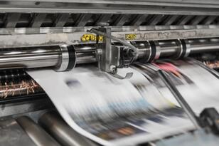 stock photo of a newspaper printing press