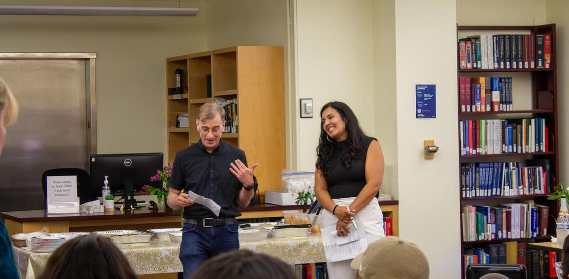 IGS Co-Directors Eric Schickler and Cristina Mora welcome the community to the 2024 Fall Welcome Reception