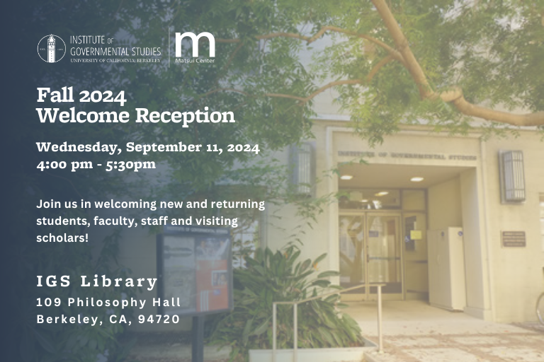 2024 IGS Fall Welcome Reception Flyer - September 11 4pm-530pm